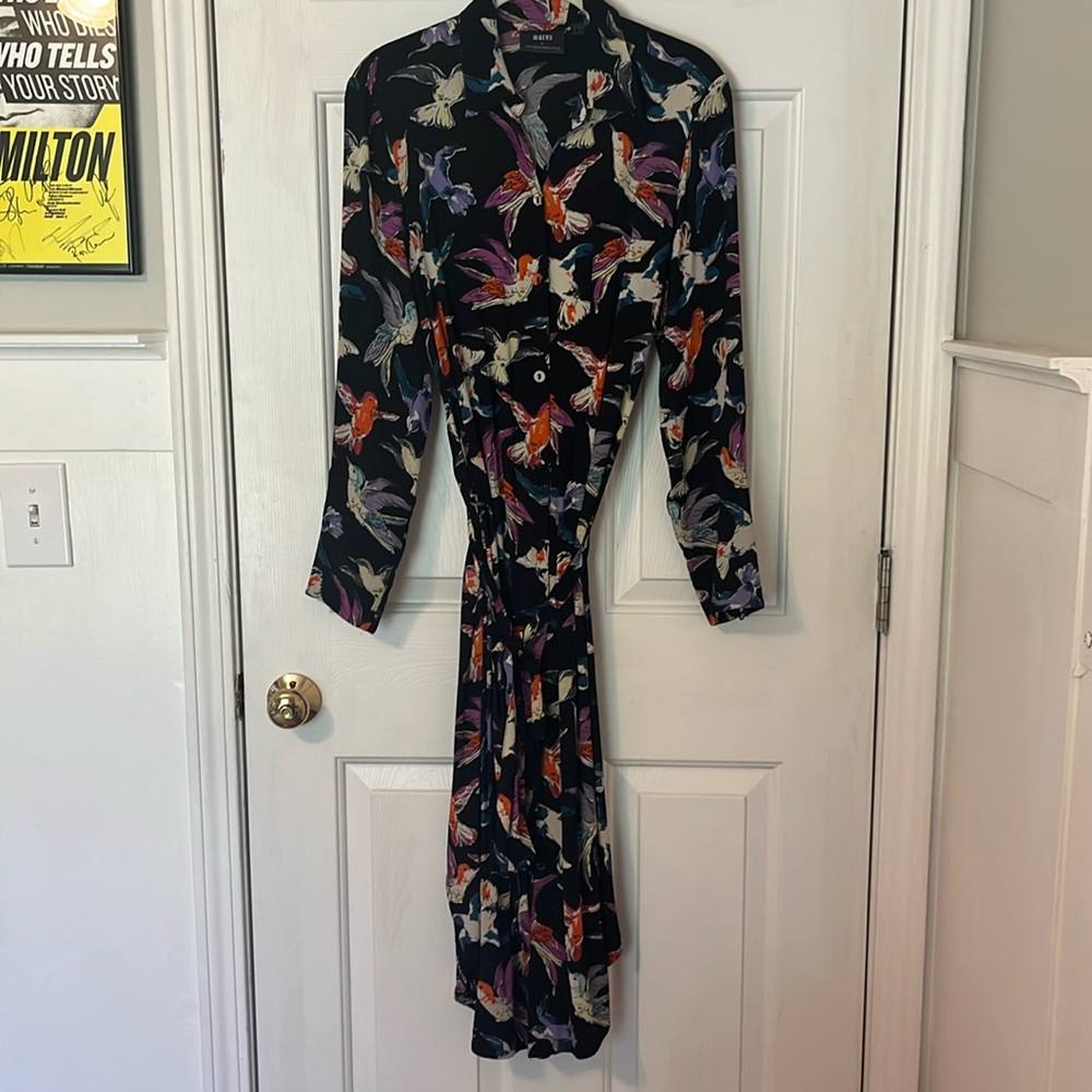 Maeve by Anthropology Long Sleeve Bird Dress Size 4